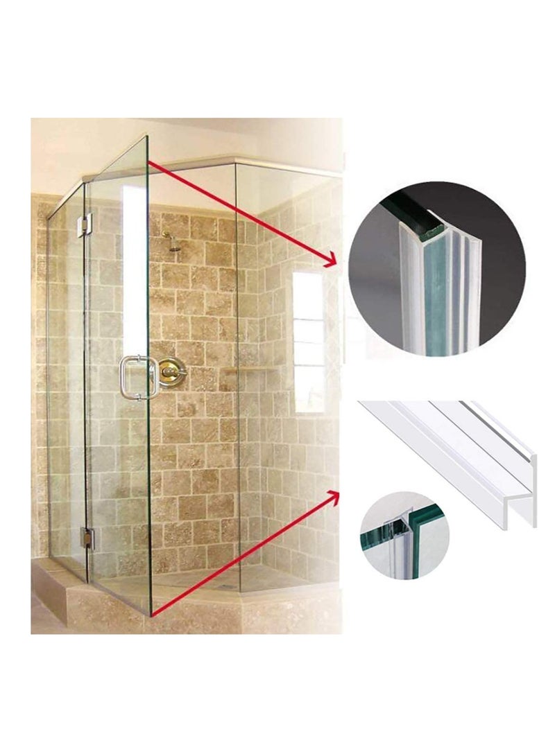 Glass Door Seal Strip, Frameless Glass Shower Door Sweep, Door Bottom Side/Corner Side Seal Strip Seal Rubber, Stop Shower Leaks and Create a Water Barrier, 10mm Thickness, 5M Length h Type