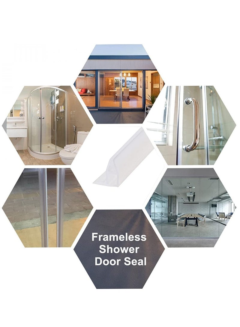 Glass Door Seal Strip, Frameless Shower Sweep, Bottom Side/Corner Side Strip Rubber, Stop Leaks and Create a Water Barrier, 10mm Thickness, 5M Length Corner Type