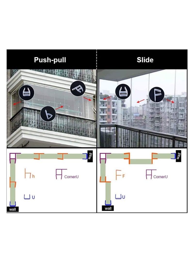 Glass Door Seal Strip, Frameless Shower Sweep, Bottom Side/Corner Side Strip Rubber, Stop Leaks and Create a Water Barrier, 10mm Thickness, 5M Length Corner Type