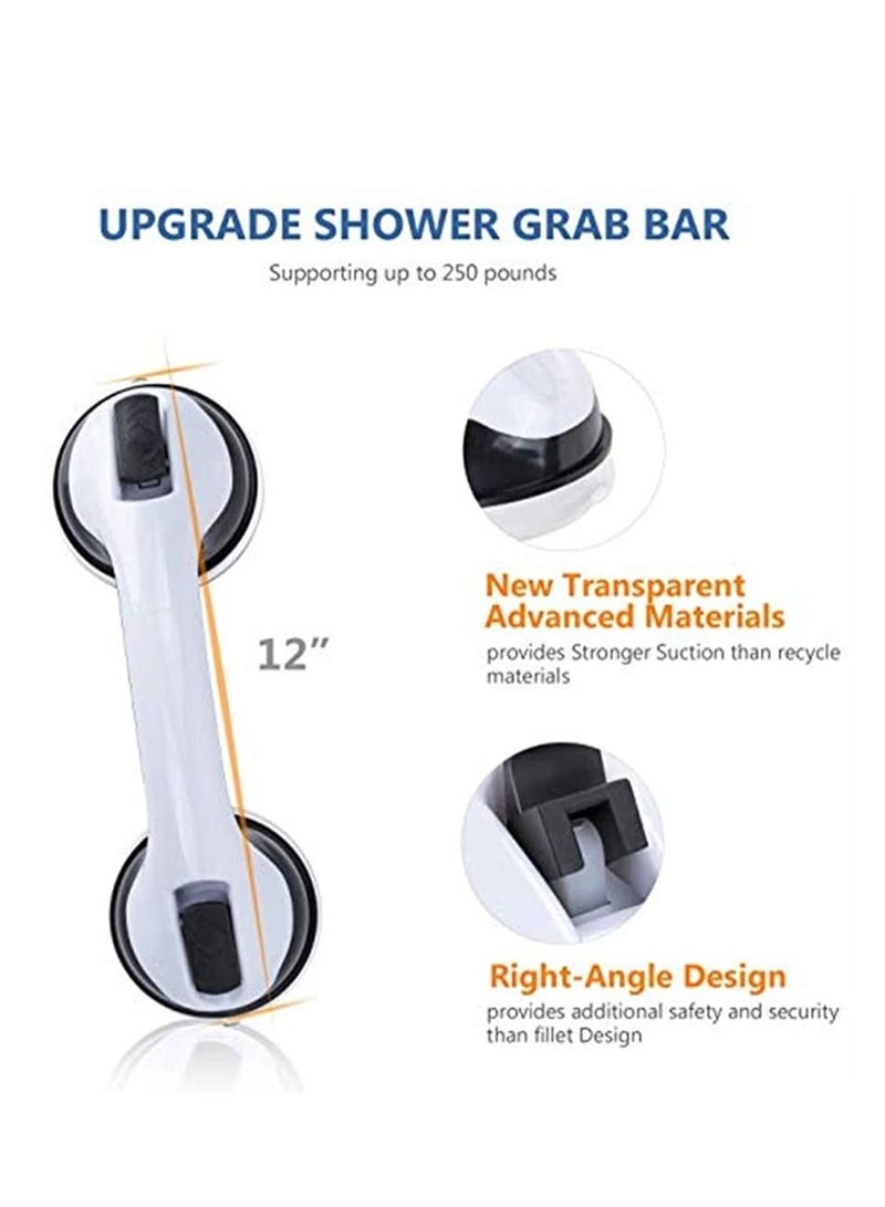 Bathroom Grab Bar, Bath Support with Free Shower Sponge, Powerful Suction, Free Installation, Balance Handrail Boosts Tub Safety 2 Pcs