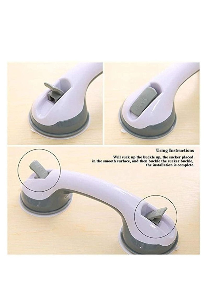 Bathroom Grab Bar, Bath Support with Free Shower Sponge, Powerful Suction, Free Installation, Balance Handrail Boosts Tub Safety 2 Pcs