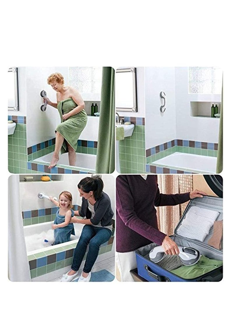 Bathroom Grab Bar, Bath Support with Free Shower Sponge, Powerful Suction, Free Installation, Balance Handrail Boosts Tub Safety 2 Pcs
