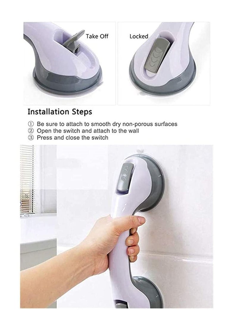 Bathroom Grab Bar, Bath Support with Free Shower Sponge, Powerful Suction, Free Installation, Balance Handrail Boosts Tub Safety 2 Pcs