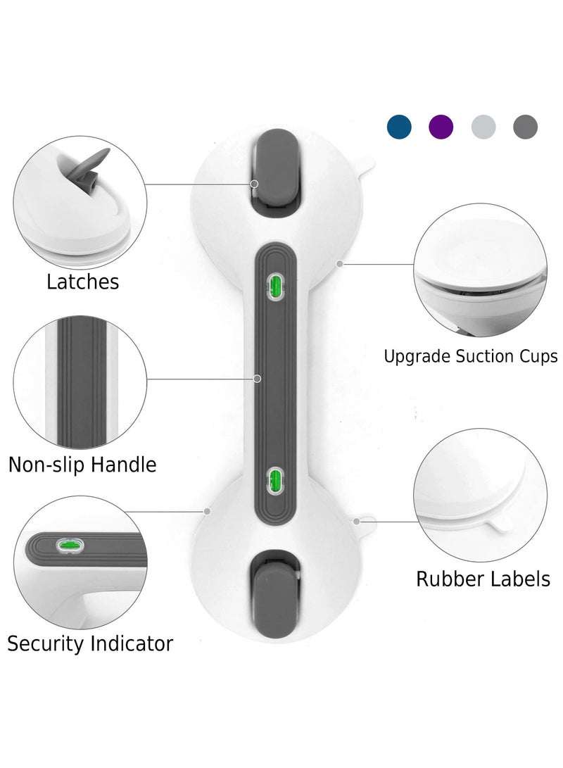Suction Shower Handles for Elderly, Safety Grab Bars with Indicator, Heavy Duty Suction Grips for Bathroom, Showers and Bathtubs, Grey