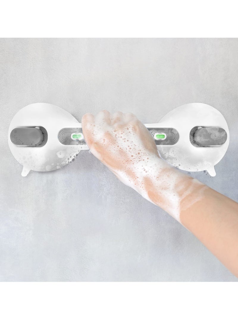 Suction Shower Handles for Elderly, Safety Grab Bars with Indicator, Heavy Duty Suction Grips for Bathroom, Showers and Bathtubs, Grey