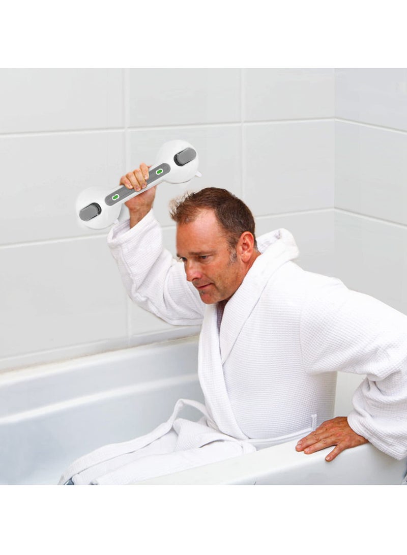 Suction Shower Handles for Elderly, Safety Grab Bars with Indicator, Heavy Duty Suction Grips for Bathroom, Showers and Bathtubs, Grey