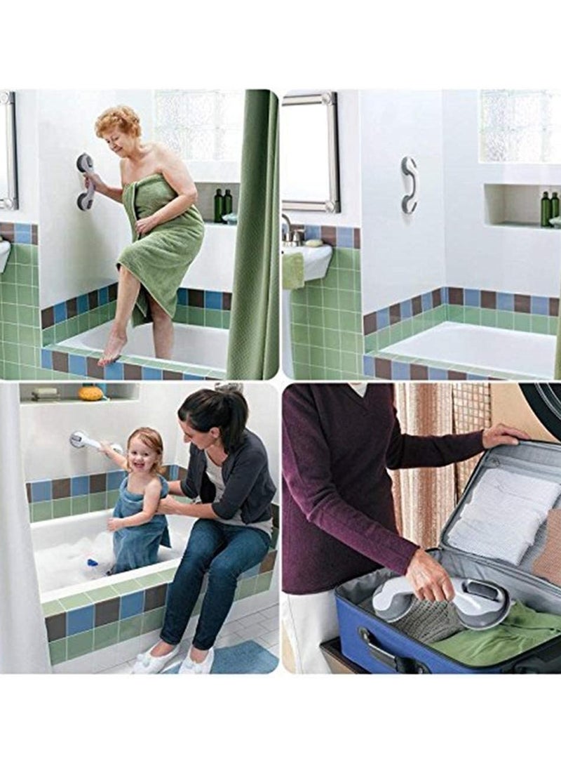 Bathroom Grab Bar, 2 Pcs Bath Support with Free Shower Sponge, Powerful Suction, Free Installation, Balance Handrail Boosts Tub Safety