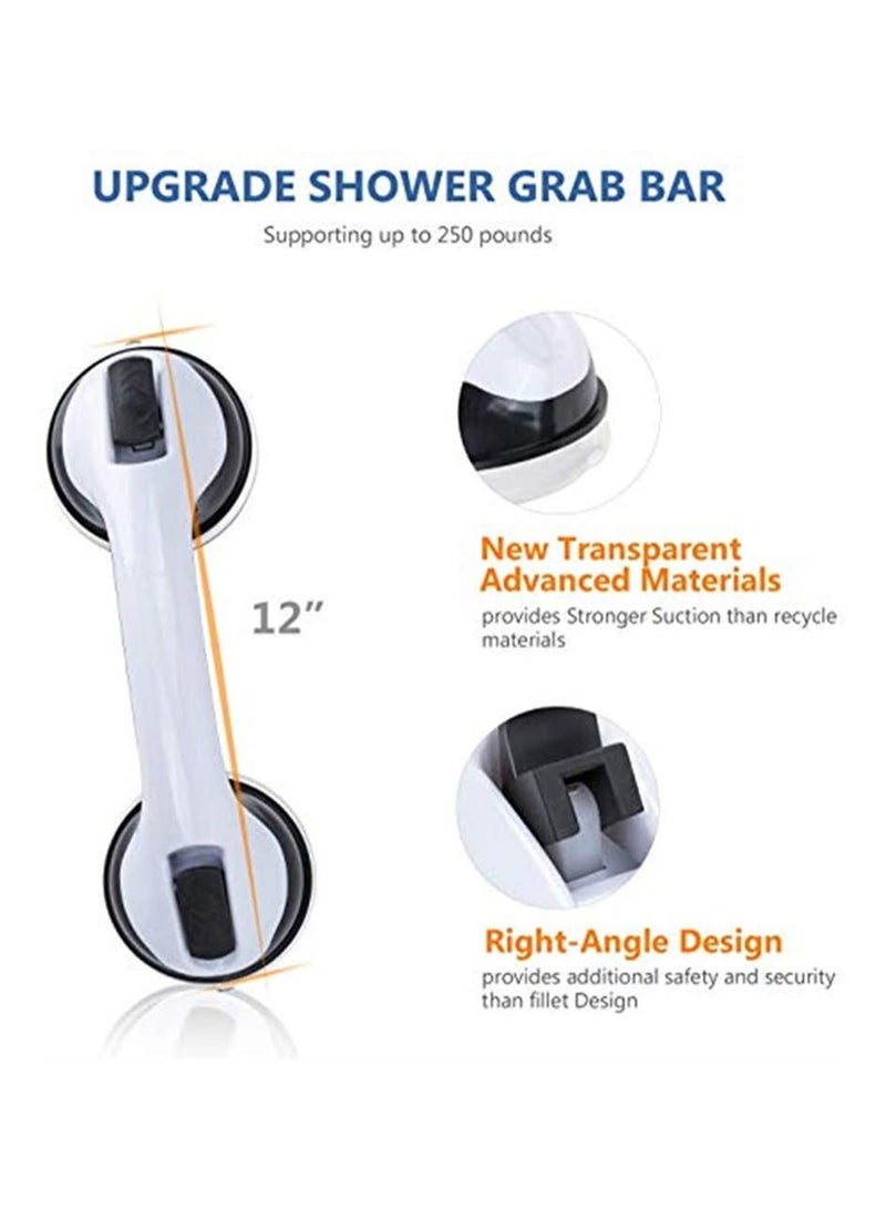 Bathroom Grab Bar, 2 Pcs Bath Support with Free Shower Sponge, Powerful Suction, Free Installation, Balance Handrail Boosts Tub Safety