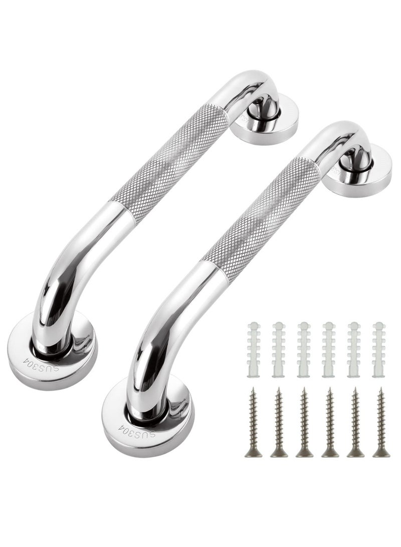 12-Inch Chrome Grab Rails for Bathroom, Anti-Slip Shower Handles for Seniors and Disabled, 2 PCS Safety Support Rails