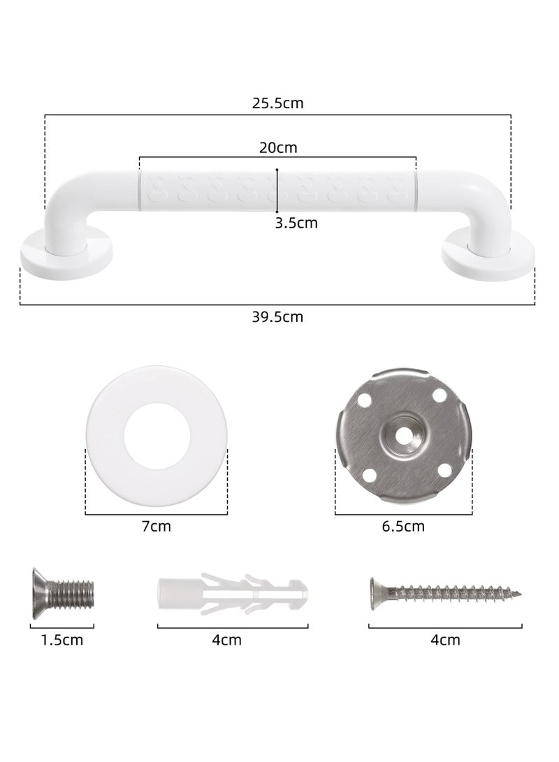 2PCS Stainless Steel Bath Grab Rails with Anti-Slip Grip and Safety Luminous Circles, 40CM Shower Handle and Towel Rail