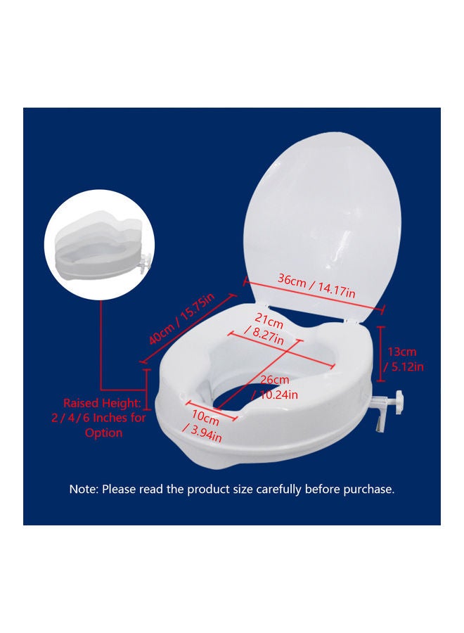 Raised Toilet Seat With Lid And Tightening Clamps White 36x21x10cm