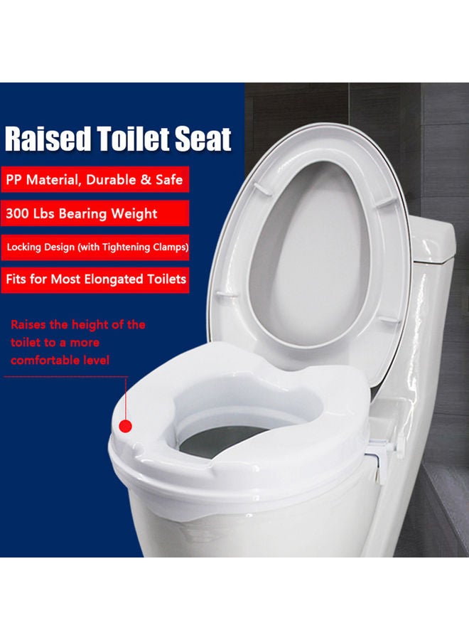 Raised Toilet Seat With Lid And Tightening Clamps White 36x21x10cm