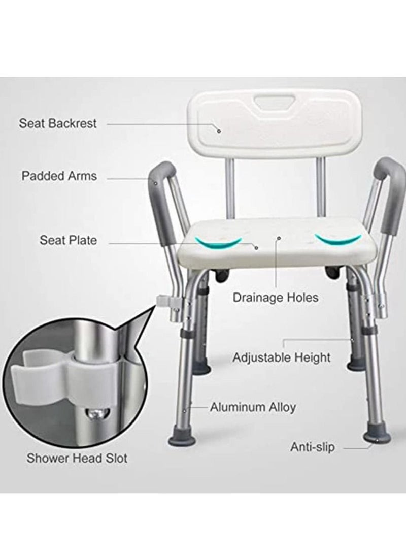 COOLBABY Shower Sliding Stool With Armrests Height-adjustable Shower Stool Bath Chair Medical Shower Seat Bathtub Shower Chairsuitable For Patients Elderly Children Disabled People (Excluding Nozzles)