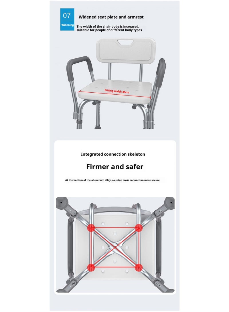 Bathing Chairs For The Elderly Pregnant Women Shower Chairs Shower Chairs  Aluminum Alloy Anti Slip Shower Chairs With Backrest U-Shaped Front Opening