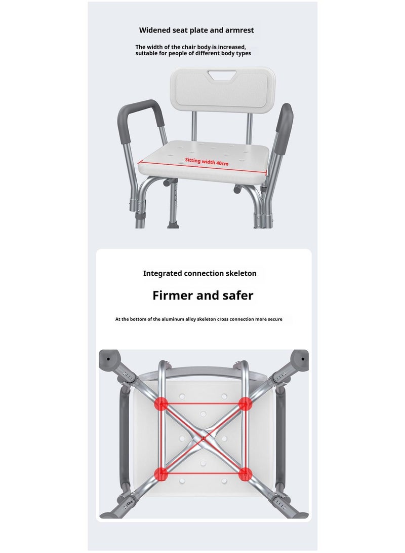 Bathing Chairs For The Elderly Pregnant Women Shower Chairs Shower Chairs  Aluminum Alloy Anti Slip Shower Chairs With Backrest And Seat Cushion Big Foot Pad Style