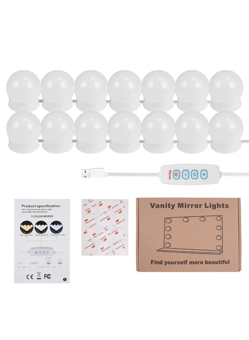 Vanity Lights Kits DIY, Makeup Lights with 14pcs Dimmable Bulbs, 3 Colour Modes with Touch Sensor Dimmer Switch for Dressing Table