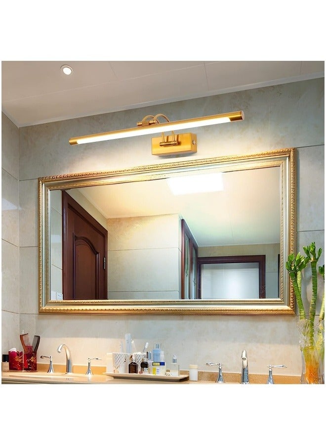 Bathroom LED Mirror Front Light Gold Vanity Light Fixture with Switch, 15W 60CM Cabinet Picture Wall Lights, 3-Color Indoor Lighting Wall Sconce Bedside Reading Lamp