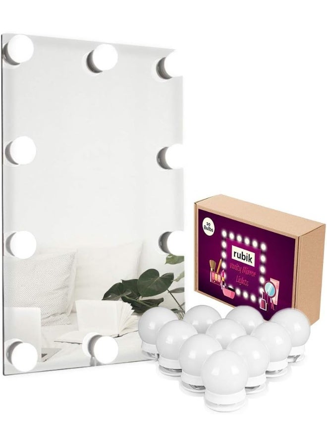 Mirror Lights, Hollywood Style LED Vanity Mirror Lights Kit with 10 Dimmable Light Bulbs, Lighting Fixture Strip for Makeup Vanity Table Set in Dressing Room (Mirror Not Include)