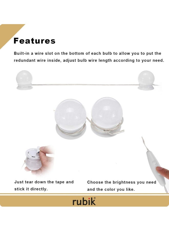 LED Vanity Mirror Lights, Hollywood Style 12 Dimmable Makeup Mirror Bulbs With 3 Modes 3000K-4000K-6500K Color Temperature and Power Supply Adapter for Home Bedroom Bathroom Dressing Room