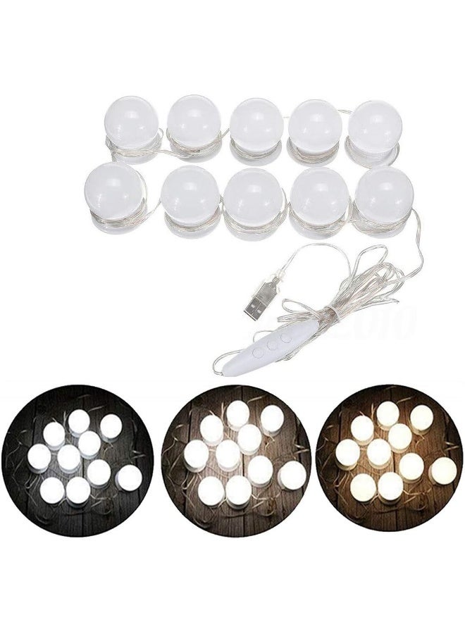 LED Vanity Mirror Lights, Hollywood Style 12 Dimmable Makeup Mirror Bulbs With 3 Modes 3000K-4000K-6500K Color Temperature and Power Supply Adapter for Home Bedroom Bathroom Dressing Room