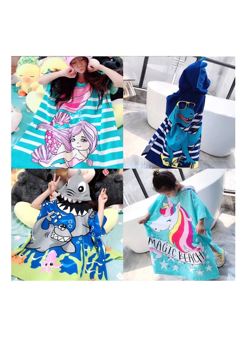 Beach Poncho Larger Hooded Beach Towel, Beach Accessories Essentials, Surf Poncho Changing Towel Robe, Kids Microfiber Bath Towel Cover-up Super Soft Plush, with Hood for Kids for Girls