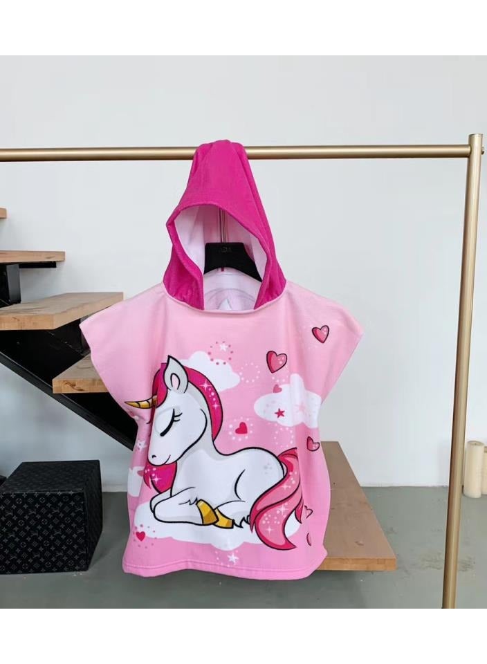 Kids Bath Towel for 1-6 Years Toddler 1Pcs Kids Hooded Towel Microfiber Bath Towel Super Soft Robe Poncho Bathrobe Boys Girls Swimming Beach Holiday Water Playing Pool Bath Coverups (3D Unicorn)