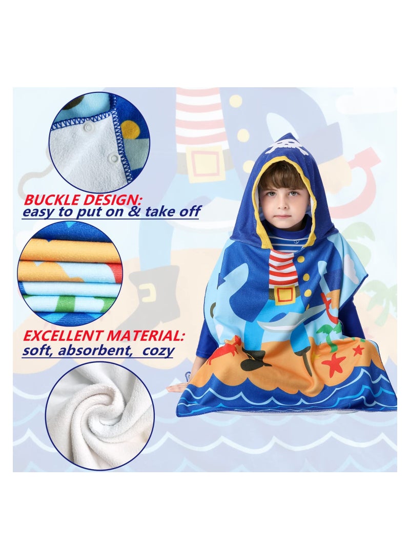 Kids Bath Towel for 1-6 Years Toddler 1Pcs Kids Hooded Towel Microfiber Bath Towel Super Soft Robe Poncho Bathrobe Boys Girls Swimming Beach Holiday Water Playing Pool Bath Coverups (Pirate)