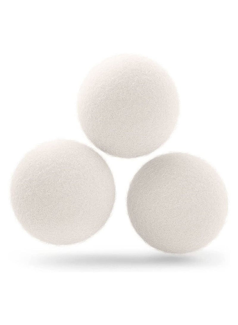 Wool Dryer Balls 3 Pack  XL Size Natural Fabric Softener 100% Organic Premium Wool Chemical Free Reduces Wrinkles Lint Free, Odorless 1000+ Loads Baby Safe Saving Energy and Time