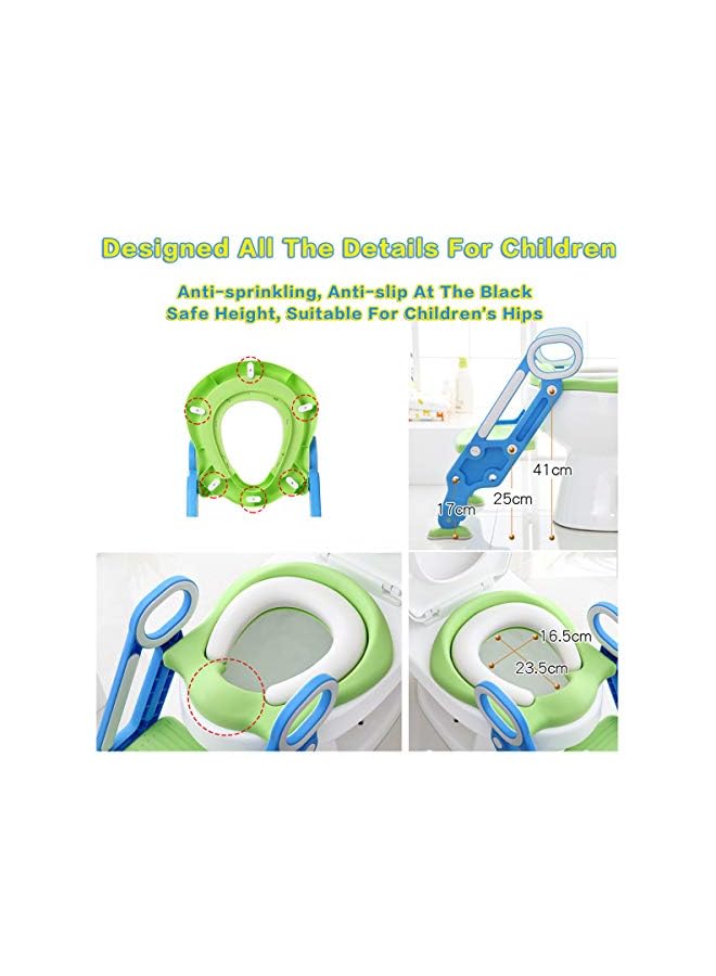 Kid's  Toilet Trainer Seat with Step Ladder Adjustable Baby's Toddler Toilet Seat