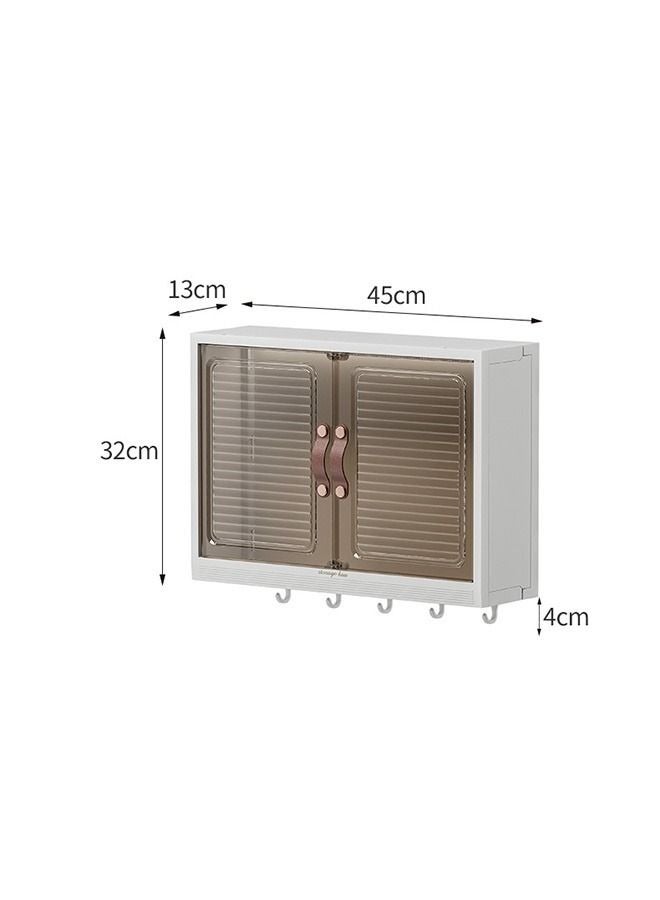 Large Capacity Wall Mounted Bathroom Rack Wall Hanger Bath Organizer With Hooks and Cabinet Door