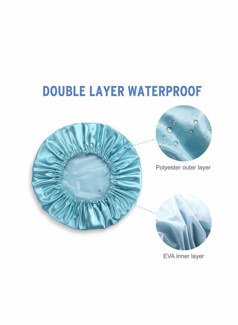 4 Pack Shower Cap, 4 Pack Luxury Shower Cap Waterproof & Double Layer Reusable Bath Shower Cap for Women Spa, Hair Salon, Home Hotel Travel Use