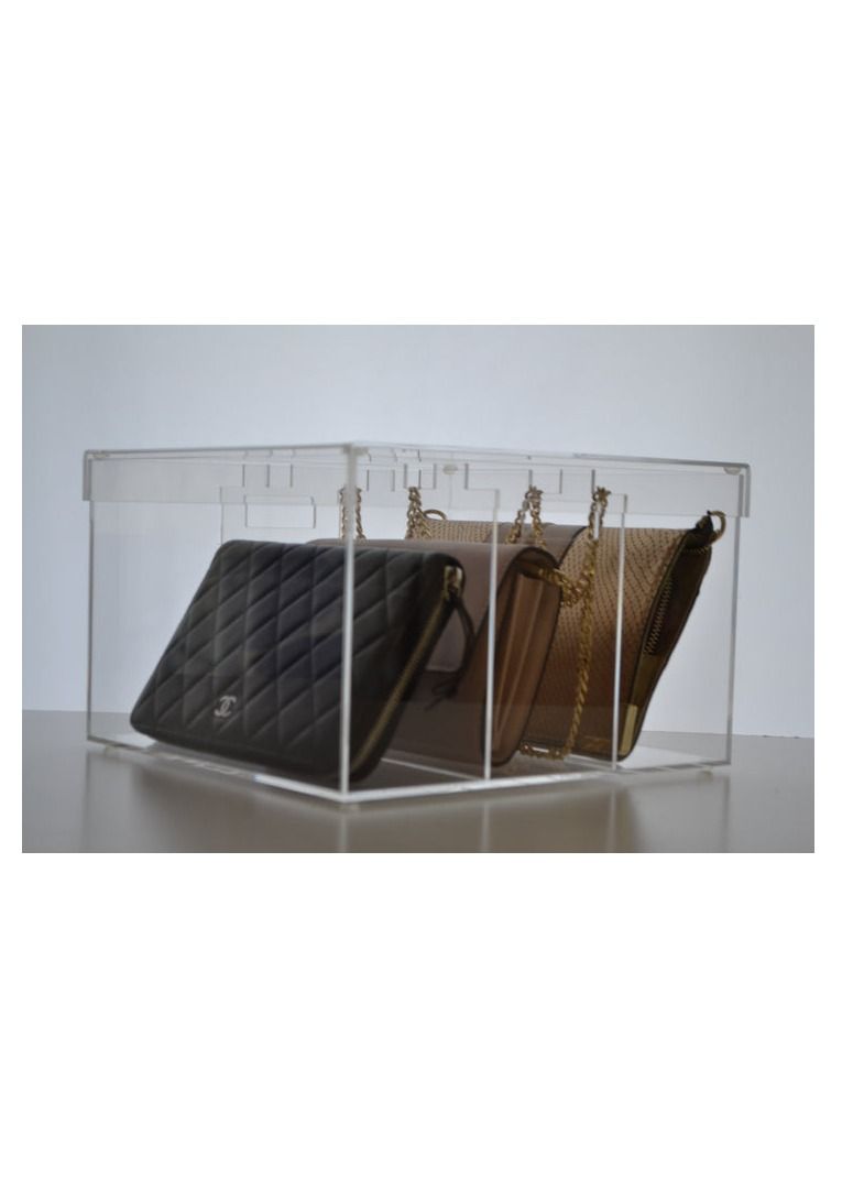 Creative Planet acrylic luxury bag display premium display cases for the bags or purse you love protecting your bag (3 Partition)