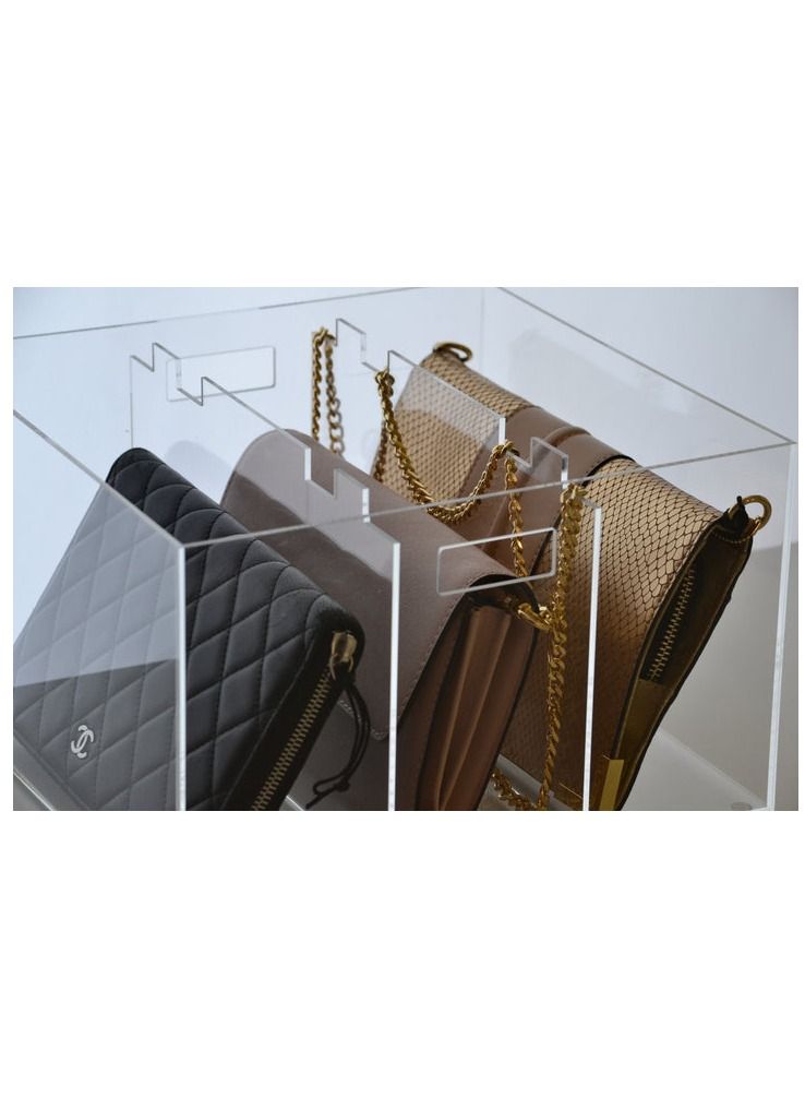Creative Planet acrylic luxury bag display premium display cases for the bags or purse you love protecting your bag (3 Partition)