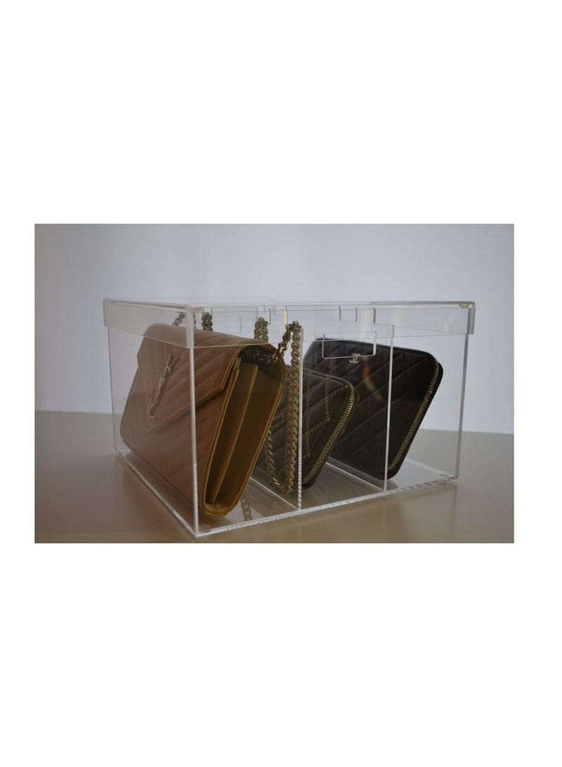 Creative Planet acrylic luxury bag display premium display cases for the bags or purse you love protecting your bag (3 Partition)