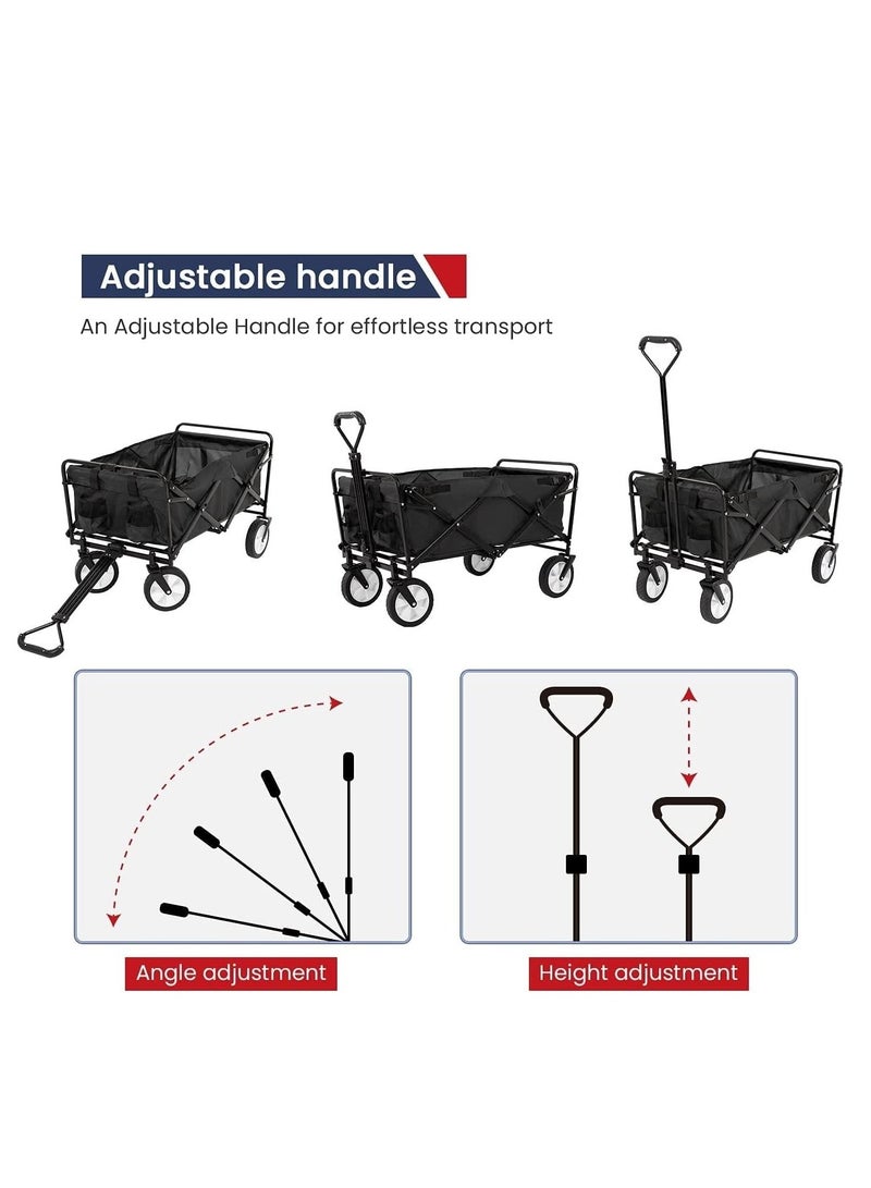 Garden Cart Folding Trolley Cart Outdoor Wagon Collapsible with Removable Fabric Festival Garden Camping Picnic Cart Supports Max 100kg Portable Transport Trailer