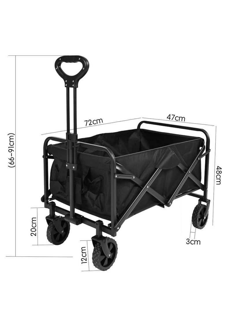 Garden Cart Folding Trolley Cart Outdoor Wagon Collapsible with Removable Fabric Festival Garden Camping Picnic Cart Supports Max 100kg Portable Transport Trailer