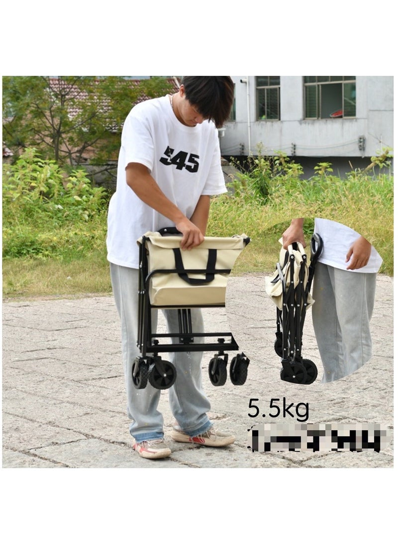 Garden Cart Folding Trolley Cart Outdoor Wagon Collapsible with Removable Fabric Festival Garden Camping Picnic Cart Supports Max 100kg Portable Transport Trailer