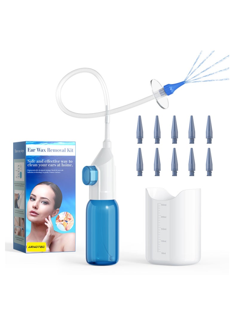 Ear Wax Removal Tool, Manual Safe Ear Cleaner, Effective Ear Cleaning Kit, Earwax Removal Kit with Ear Basin and 10 Ear Tips
