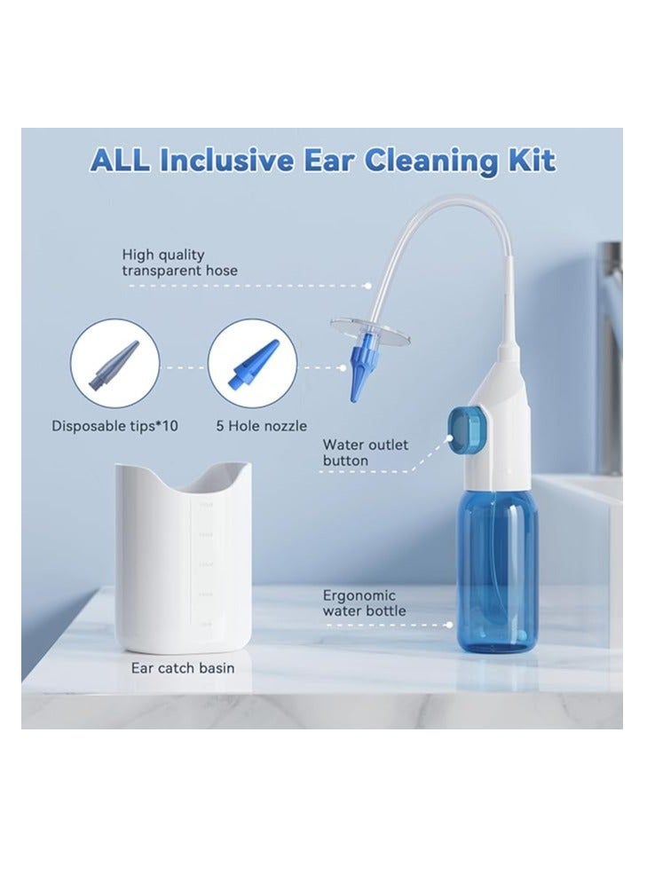 Ear Wax Removal Tool, Manual Safe Ear Cleaner, Effective Ear Cleaning Kit, Earwax Removal Kit with Ear Basin and 10 Ear Tips
