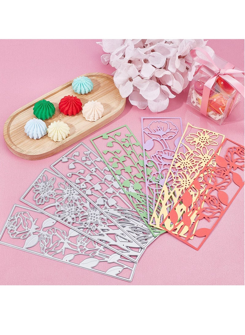 4 Pcs Metal Flower Frame Cutting Dies for Card Making Embossing Stencil Die Cuts for Scrapbooking DIY Flower Bookmark Card Decoration