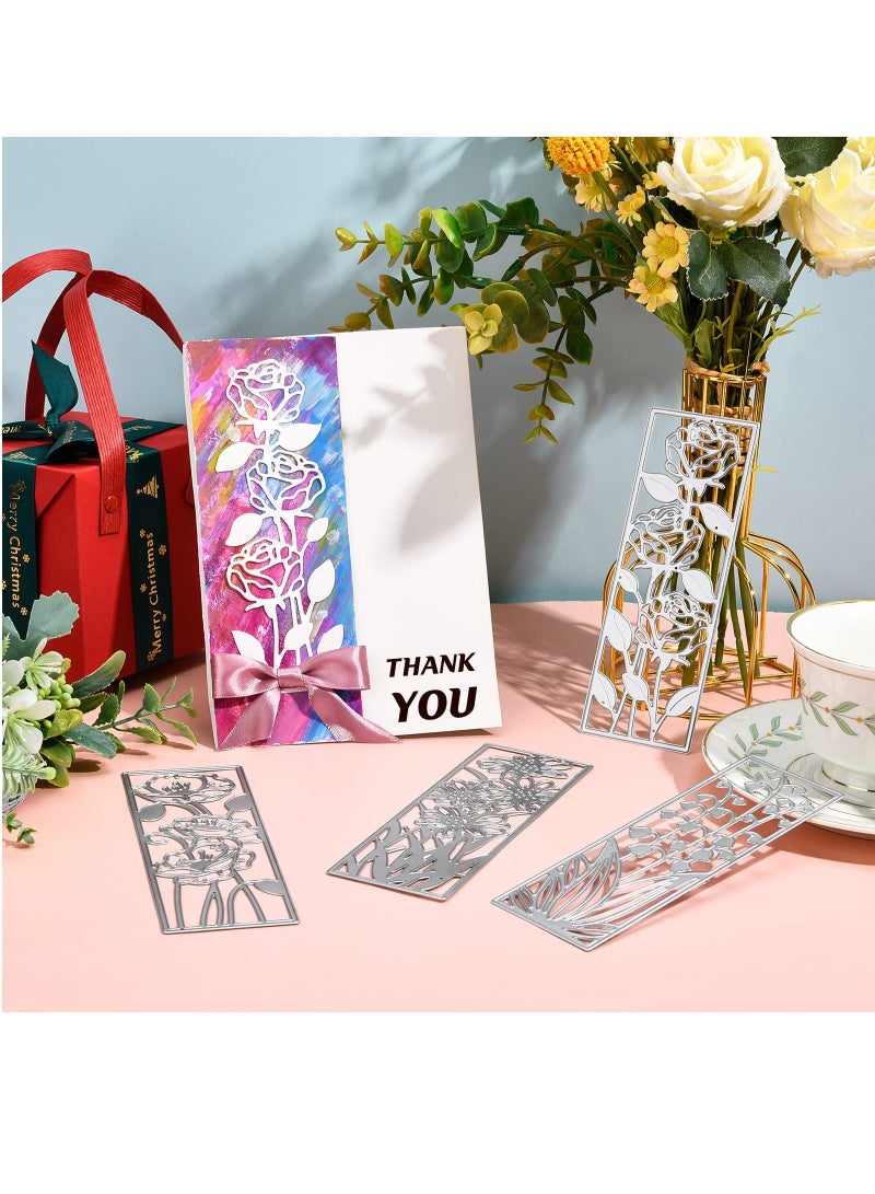 4 Pcs Metal Flower Frame Cutting Dies for Card Making Embossing Stencil Die Cuts for Scrapbooking DIY Flower Bookmark Card Decoration