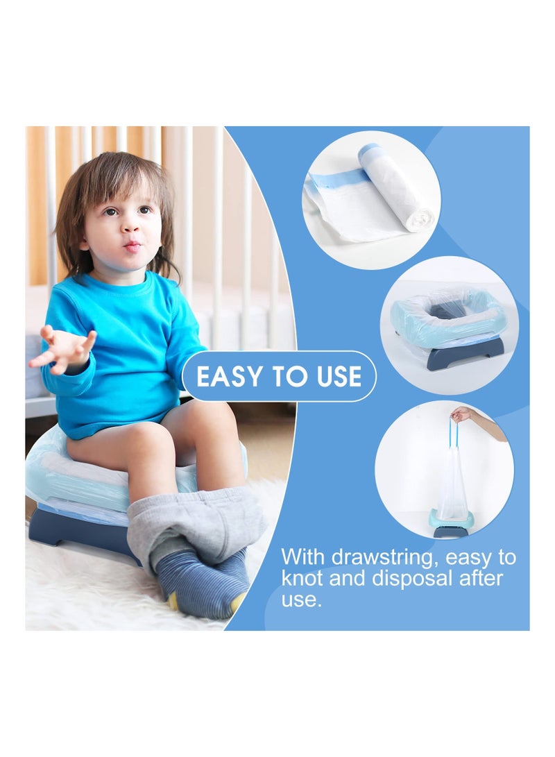 50 Pcs Potty Bags for Portable Toilet Universal Potty Chair Liners with Drawstring 17