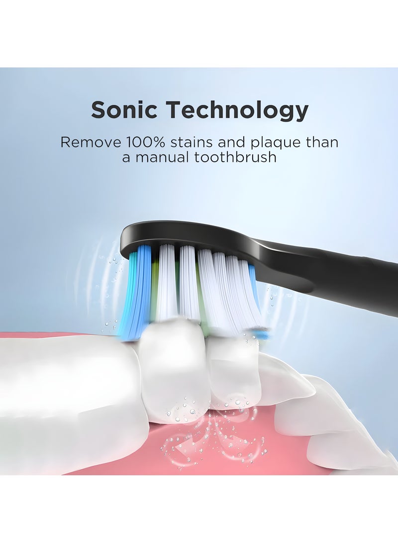 E11 Sonic Electric Toothbrush for Adults Rechargeable Electric Toothbrush with 8 Brush Heads, And Travel Case