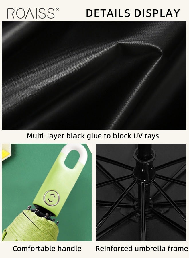 Lightweight and Hook Type Automatic Umbrella Unisex Rain and Shine Dual Use 8 Rib Reinforced Thickened Portable Arc Umbrella for UV Protection Rain Resistant and Windproof Folding Parasol