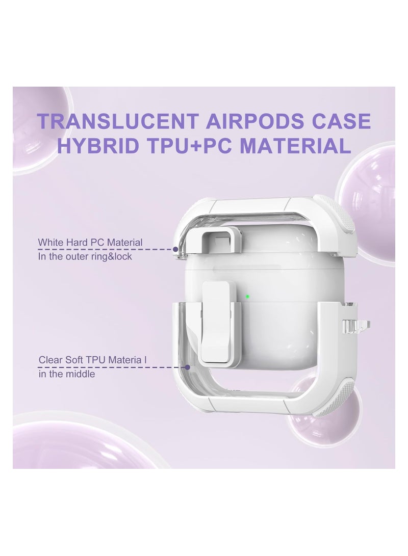 Airpods 3 Clear Case Cover Automatic Snap for Switch Secure Lock Case for Apple Airpod 3rd 2021 Generation Case Cover with Cute Candy Keychain for Women White