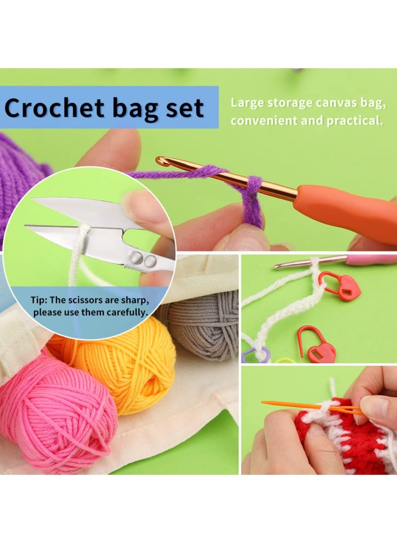 85-Piece Crochet Kit with Hooks and Yarn - Complete Knitting Accessories Set for Beginners and Professionals - Ideal Starter Kit for Adults and Children