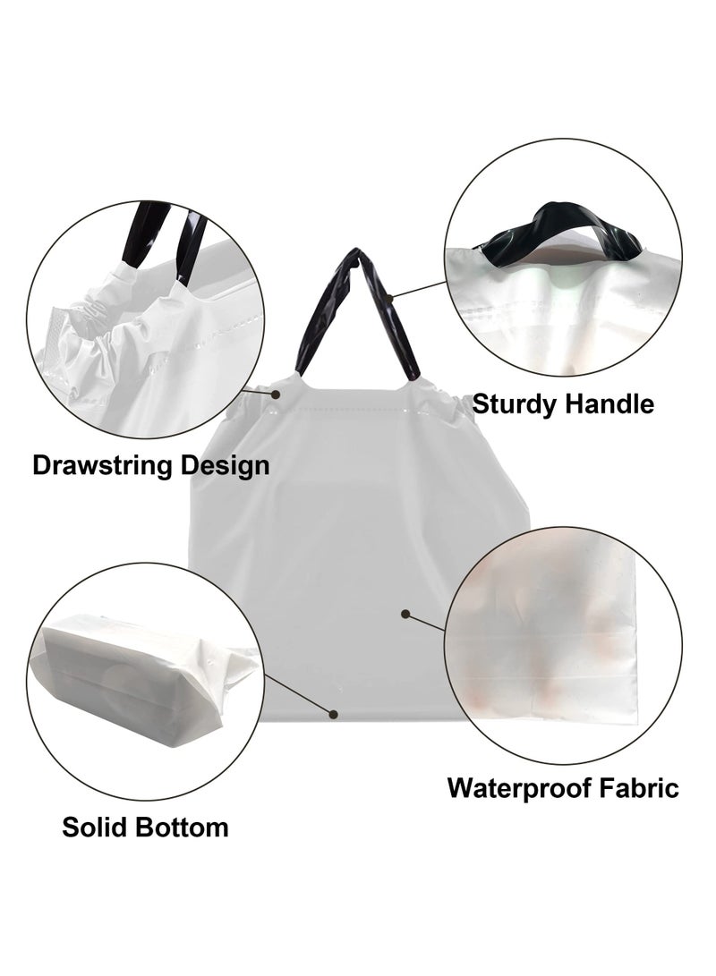 50 PCS Reusable Waterproof Takeout Bags with Handles Thick Plastic Drawstring Bags for Restaurants Delivery and Carry Out Large Size