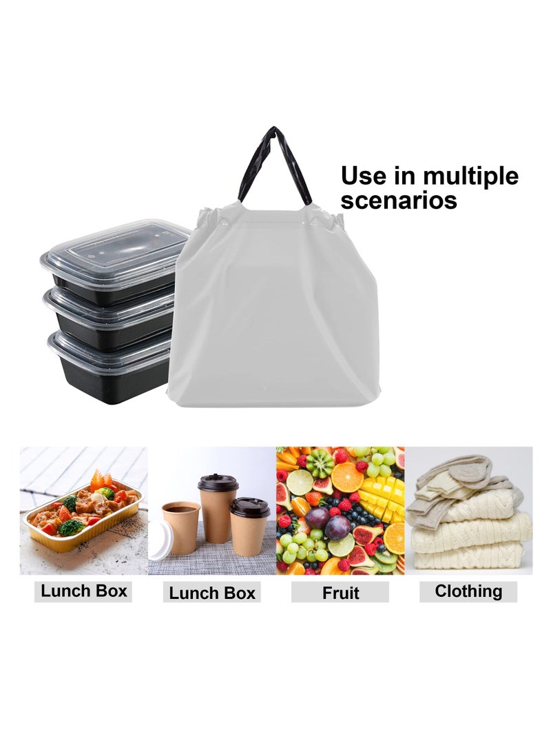 50 PCS Reusable Waterproof Takeout Bags with Handles Thick Plastic Drawstring Bags for Restaurants Delivery and Carry Out Large Size