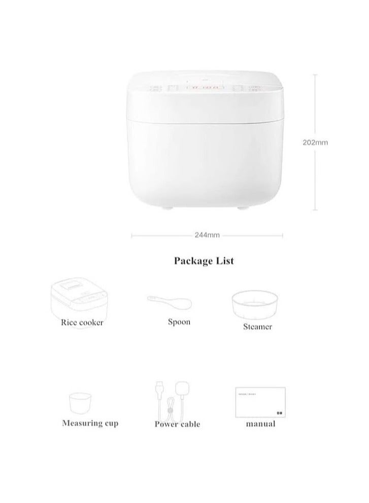 Smart Multifunctional Rice Cooker | 1L Rice Capacity | 3L Water Capacity | Mi Home App control | 3 L 675 W MFB120A-1 | BHR7925UK White