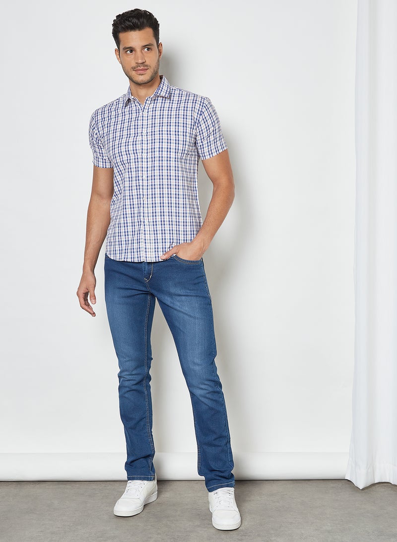 Casual Washed Slim Fit Jeans Blue